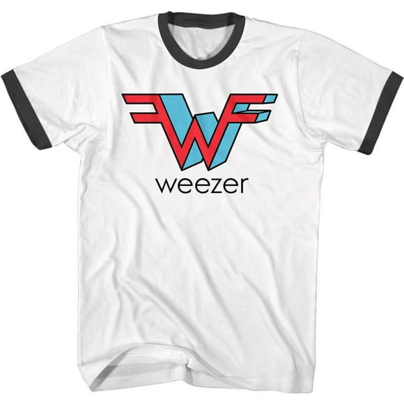 Weezer T-Shirt à Col Contrastant 3D Blanc/noir pour Adulte P/P