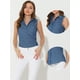 thumbnail image 2 of Camisa de mezclilla con botones Allegra K sin mangas con solapa cuello En V Chambray Azul S, 2 of 5