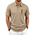 thumbnail image 2 of KLHDSF Men's Polo Shirts Short Sleeve Casual All Season Collar Shirts Soft Breathable Polo Tee Shirts Classic Golf Tops Khaki S, 2 of 9