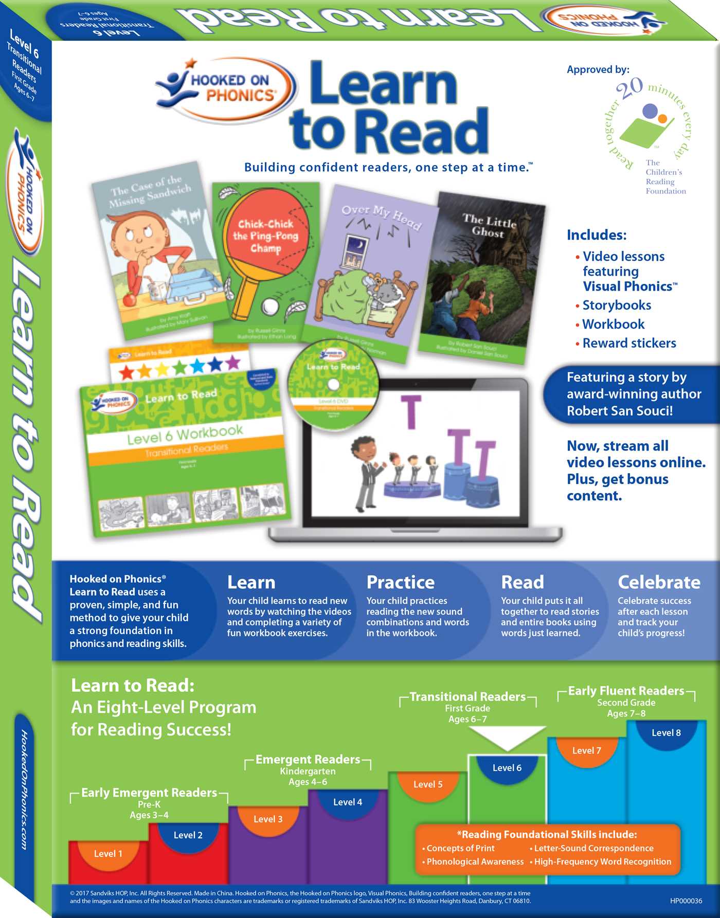 Level　Readers　Ages　Learn　Grade　Transitional　6-7)　Phonics　Read:　to　on　Hooked　to　#6)　Learn　Read　(Series　(First　(Paperback)