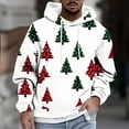 thumbnail image 2 of SERTG Men's Christmas Print Hooded Sweatshirt Long Sleeve Fashion Drawstring Front Pockets Stylish Casual Holiday Gifts Men's Tops(White,XL), 2 of 5