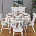 thumbnail image 2 of Round Waterproof Tablecloth 60×60 Inch, Boho Style Reusable Indoor/Outdoor Durable Table Cover for Party Kitchen Dinner Room Decor, 2 of 6