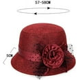 thumbnail image 3 of YooGuoGuo Womens 1920s Linen Cloche Church Hats Vintage Fascinator Floral Fedora Bucket Hats Ladies Wedding Tea Party Dress Hat, 3 of 4