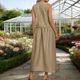 thumbnail image 5 of Zapatos de Vestido de Mujer Casual sin Mangas con Cremallera Trasera Vestido de Lino Midi para Primavera Verano Playa Y Uso Diario, 5 of 6