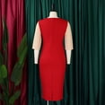 thumbnail image 5 of AURA Plus Size Color Block Pencil Midi Dress Crewneck Half Sleeve High Waist Bodycon Work Office Elegant Dress, 5 of 9