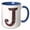 Blue/White, variant on 3drose, Pretty Image of Ruby Jeweled Monogram Letter J, 15oz Two-tone Red Mug