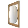 thumbnail image 3 of Espejo circular con diseño cuadrado de marco de madera enchapado a mano, 3 of 4