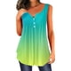 thumbnail image 1 of Gibobby Top de chaleco estampado degradado con cuello en V y botón simple informal de verano para mujer(Verde,CH), 1 of 3