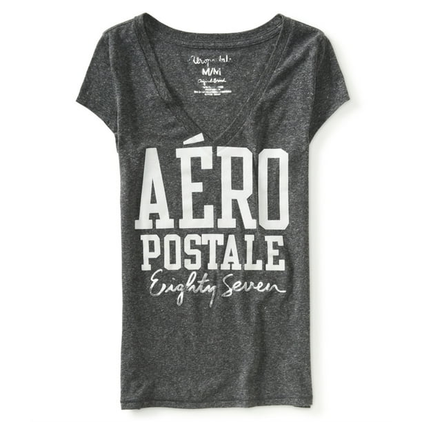 Camiseta Gráfica Aeropostale Original Brand Mujer Negra Grande
