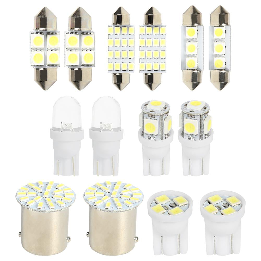 14PCS White LED Lights Interior Package 1157 T10 Map Dome License Plate Lamps 