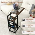 thumbnail image 6 of Costway 1 PCS C-shaped End Table with Charging Station Rolling Bedside Table Couch Side Table, 6 of 10