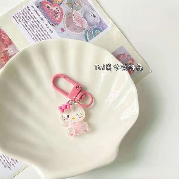 Llavero Sanrio Con Corazón De Dibujos Animados , Diseño De Canela , Perro , Kuromi , Bolsa Colgante , Accesorios Lindos Para Mujer
