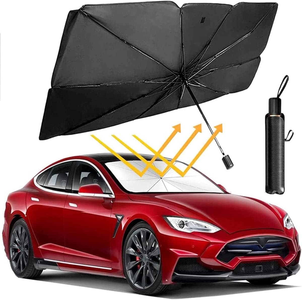Car Windshield Sun Shade Umbrella, 57" x 31" Foldable Umbrella