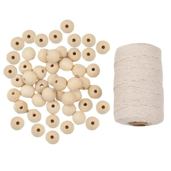 100 Piezas de de con Cuerda de de , Espaciadoras Sueltas de Agujero Grande Rústicas para Joyas DIY, Decoraci