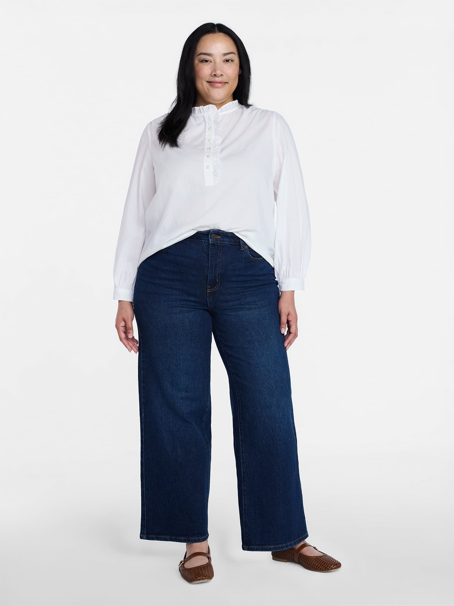 Time and Tru Women's Wide Leg Jeans, 31" Inseam, Sizes 0-22, 0L-22L