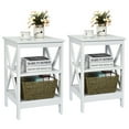 thumbnail image 3 of Gymax 2 Pcs Table de Chevet à 3 Niveaux Table d'Appoint Design en X Étagère de Rangement Salon Blanc, 3 of 10