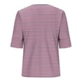 thumbnail image 6 of SYMOID Womens Summer Striped Casual Short Sleeve Blouse for Misses,Pink,Size S, 6 of 6