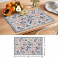 thumbnail image 6 of Floral Placemats Set of 1, Ethnic Flower Paisley Feather Blue Linen Texture Non-Slip Place Mats Washable Table Mats for Kitchen Dining Table Decorations Indoor/Outdoor, 6 of 9