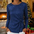 thumbnail image 4 of purcolt Womens Sparkly Sequin Tops with Bow, Dressy Casual Crew Neck Glitter Long Sleeve Shirts for Cocktail Club Party, 4 of 6