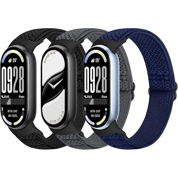 wonima11 Elastic Bands Compatible with Xiaomi Smart Band 10/9/8 for Women Men, Stretchy Solo Loop Soft Nylon Elastic Strap Replacement Wristband for Xiaomi Mi Band 10/9/8,3 PCS