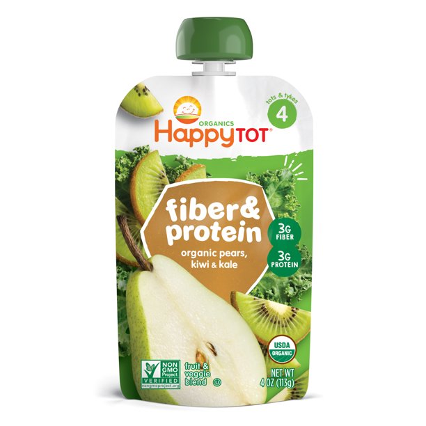 Happy Tot Organic Toddler Food, Pears Kiwi Kale Baby Food, 1 Pouch
