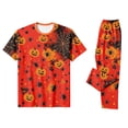 thumbnail image 4 of Family Halloween Pajamas Matching Sets Witch Hat Skeleton Short Sleeve Funny Pjs Ghost Skull Spooky Wide Leg Loungewear, Kids:5 Years, 4 of 5