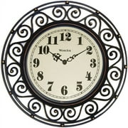 Westclox Wrought Iron Style Bronze Analog Quartz Accuracy 12" Round Wall Clock