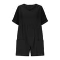thumbnail image 4 of Htigea Clearance Women's Summer Casual Sleeveless Romper Loose Spaghetti Strap Overalls Shorts Jumpsuit with Pockets 2025 Clothes Black,L, 4 of 7