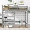 thumbnail image 2 of Euroco Full Size Loft Bed with Shelf and Hanger for Kids Teens Bedroom, Gray, 2 of 14