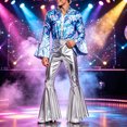 thumbnail image 2 of HOWPAY Halloween Costumes for Men Disco One Piece Jumpsuit Dance Outfit Retro Role Play Fancy Bodysuit For Masquerade Carnival Party Stage Event Halloween Costumes XXL, 2 of 5