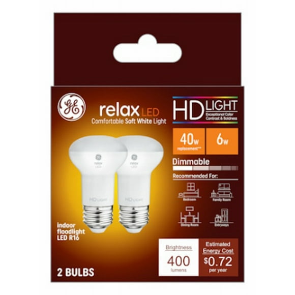 GE 2PK LED 6W R16 Bulb 46961