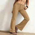 thumbnail image 4 of Hvogkswy Straight Leg Cargo Pants Women, Solid High Waist Flared Pants Button Zipper Pullover Lightweight Casual Hiking Pants with Pockets, 4 of 6
