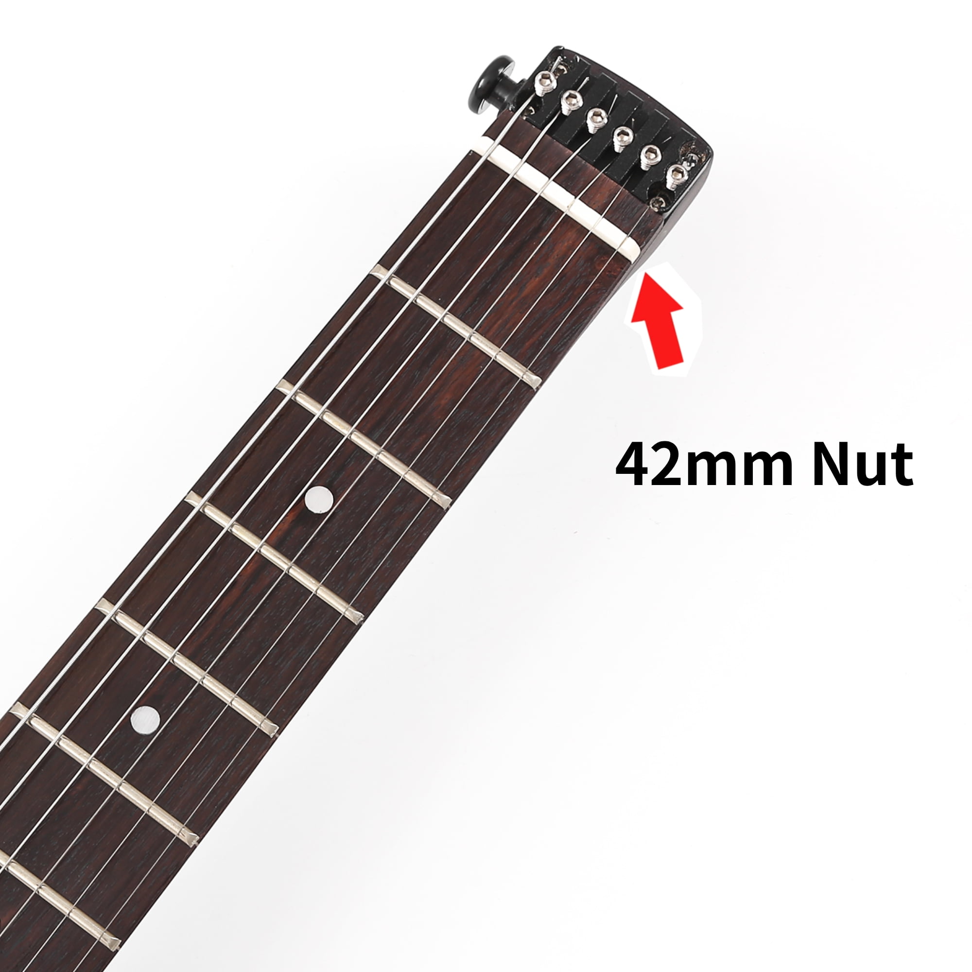 Batking Electric Guitar Travel Guitar Headless 6-String One-Piece Canada Maple Neck Brass Fix Bridge with Gigbag
