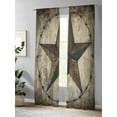 thumbnail image 4 of Western Texas Star Barn Sheer Curtains 108 Inch Long 2 Panels, Rustic Retro Wood Grain Light Filtering Rod Pocket Semi Sheer Curtains, Sheer Voile Drapes for Living Room Bedroom, 52"x108", 4 of 5