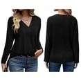 thumbnail image 2 of Autumn Women'S Long Sleeve Shirt V Neck Knit Pullover Tunic Top Women'S Shirt Formal Casual Black L, 2 of 7