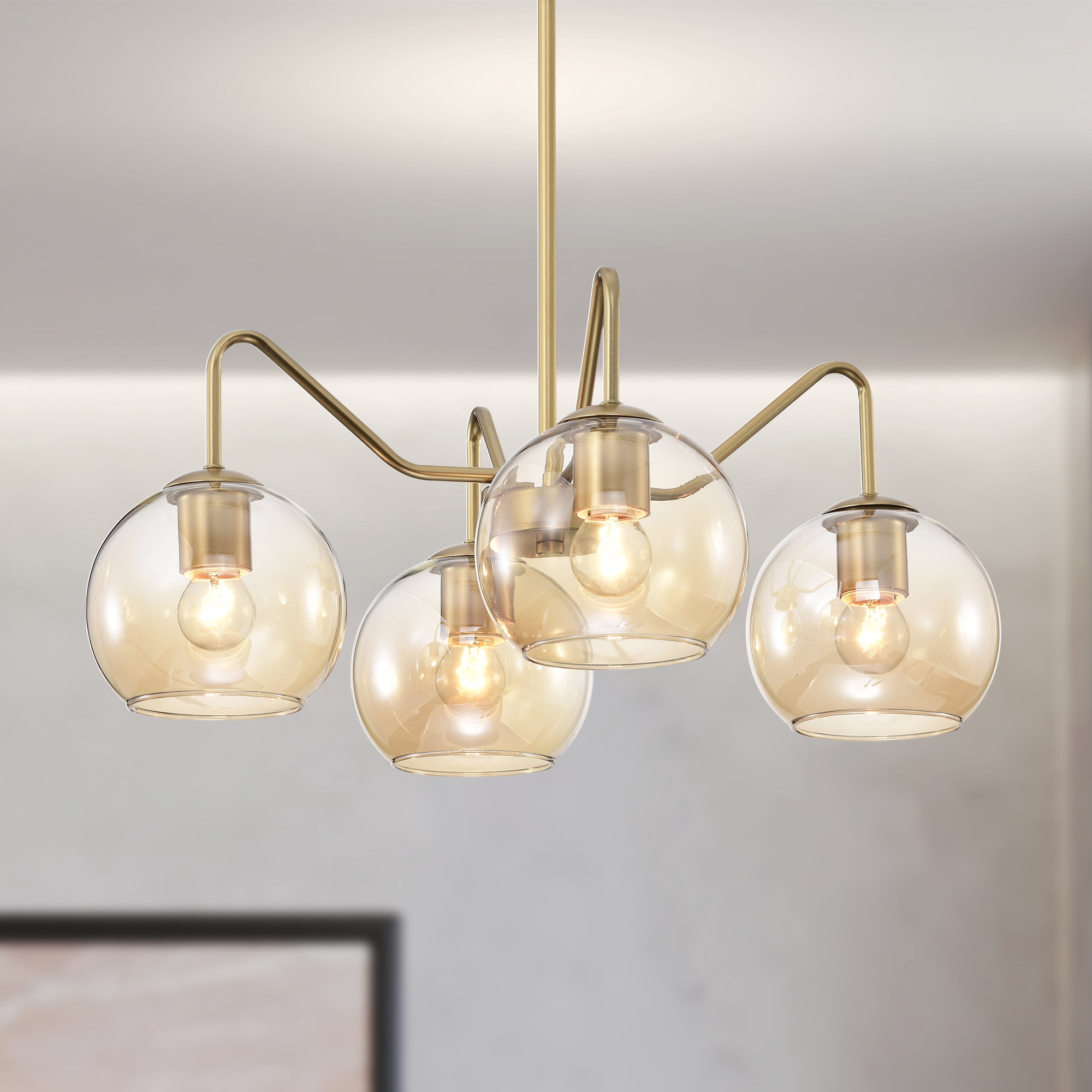 Dhona 21.7 in. 5-Light Indoor Matte Black and Brass Finish Chandelier with Light Kit