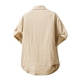 thumbnail image 4 of Shirt for Men Casual Button Down Shirts with Short Sleeve Summer Turn Down Collar Beach Tops Summer Vacation Outfits Khaki-3 L, 4 of 8