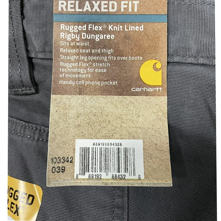 Carhartt Men's Rugged Flex Relaxed Fit Canvas Flannel Pant Gravel Size 42 X  32