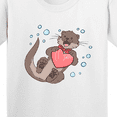 thumbnail image 4 of Inktastic Cute Smiling Valentine's Day Otter with Heart Youth T-Shirt, 4 of 5