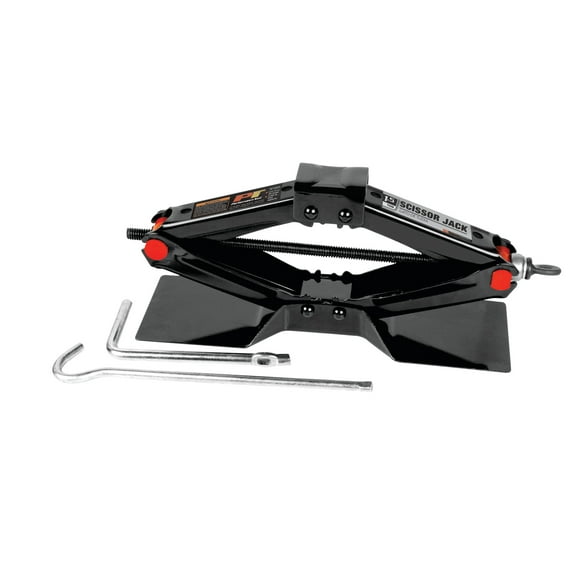Performance Tool W1600 1-1/2 Ton Scissor Jack - 3,000 Lbs. Capacity, Oversized Base, Steel, 4 to 15 In. Range - Black