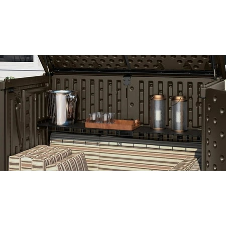 Suncast Vertical Deck Box Steel Outdoor Shed Accessory Shelf with 50-lb. Capacity