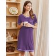 thumbnail image 3 of Ekouaer Nightgowns for Women Short Sleeve Sleep Shirts V Neck Nightshirts Soft Sleepshirt Caual T Shirt Sleepdress, 3 of 6
