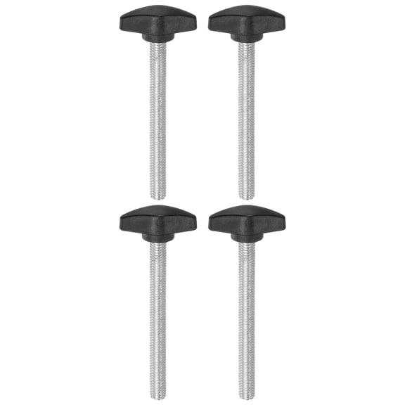 Uxcell 4 Packs M8 x 75mm Male Thread Tee Wing Knobs Thumb Screw Clamping Knobs Grip Black
