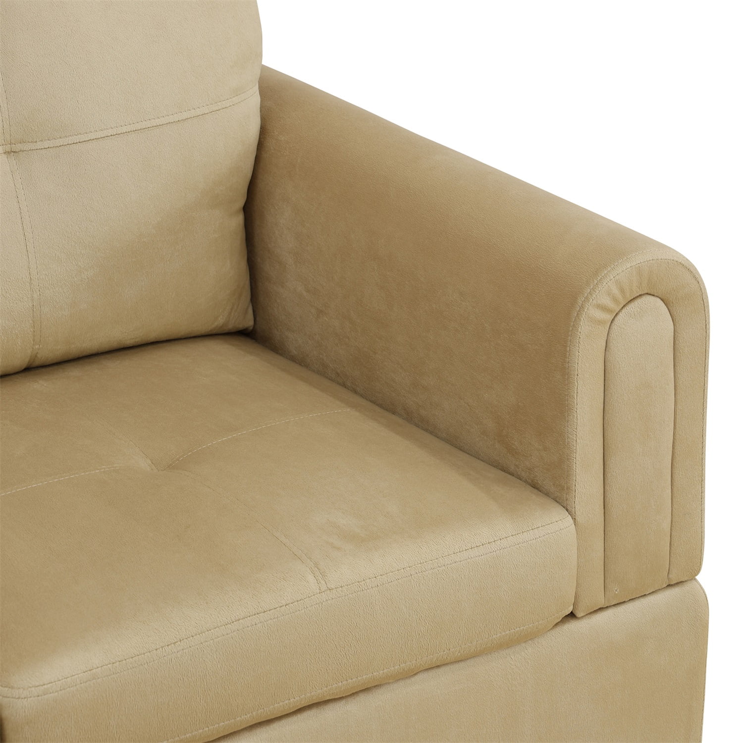 Hommoo L Shaped Couch Set Sectional Sofa, Flannel Living Room Furniture Set, 4-Seat Couches and Sofa for Home, Apartment, Dorm, Beige(No Ottoman)
