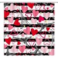 thumbnail image 2 of Newhomestyle Valentine's Day Heart Shower Curtain Red Pink Heart Black White Stripes Romantic Love Sign Sweet Lover Couple Wedding Marriage Decor with Hooks 72x72 Inch, 2 of 3