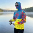 thumbnail image 2 of LTTVQM Adult Mens Light Thin Full Sun Coverage Hoodie Long Sleeve Attached Face Shield Breathable Outdoor Cycling Shirt Yellow M, 2 of 6