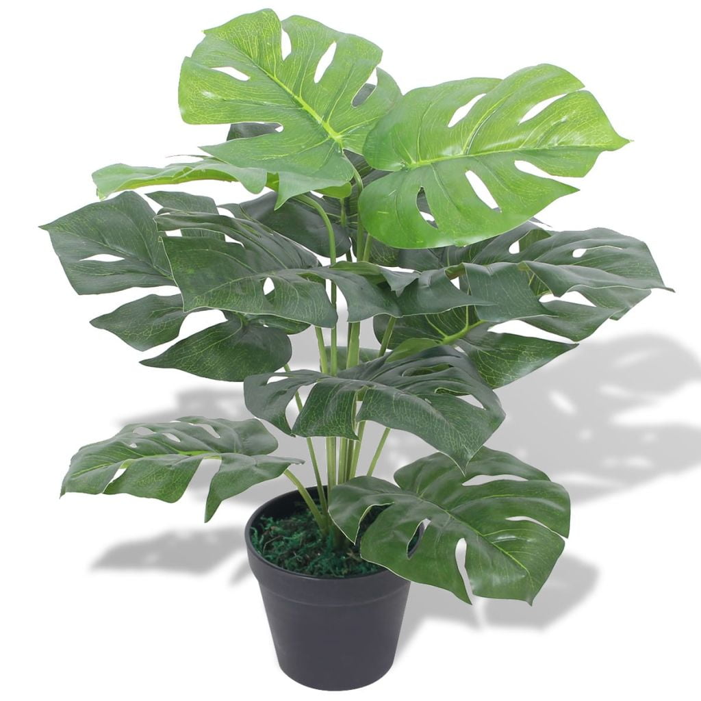 Kepooman 17.7" Artificial Plant Monstera with Pot for Home Office, Green