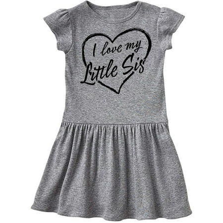 

Inktastic I Love My Little Sis in Black Chalk Heart Gift Toddler Girl Dress