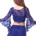 thumbnail image 6 of IUJSOY Wrap Bell Long Sleeve for Women Floral Lace Tie Front Crop Cardigan Belly Dance, 6 of 7