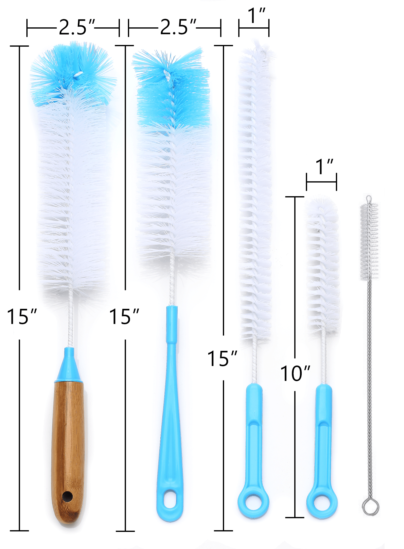 Cups Long Water Bottle and Straw Cleaning Brush Set of 3 Kitchen Scrub Cleaner Set for Narrow Neck Beer Brewing Supplies Bottle Cleaning Brush Set Sports Water Bottles Straws Baby Bottles 
